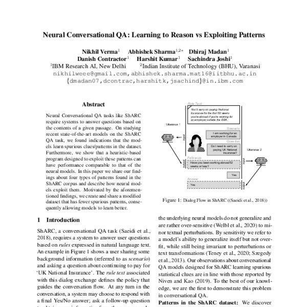 Neural Conversational QA Learning to Reason vs Exploiting Patterns