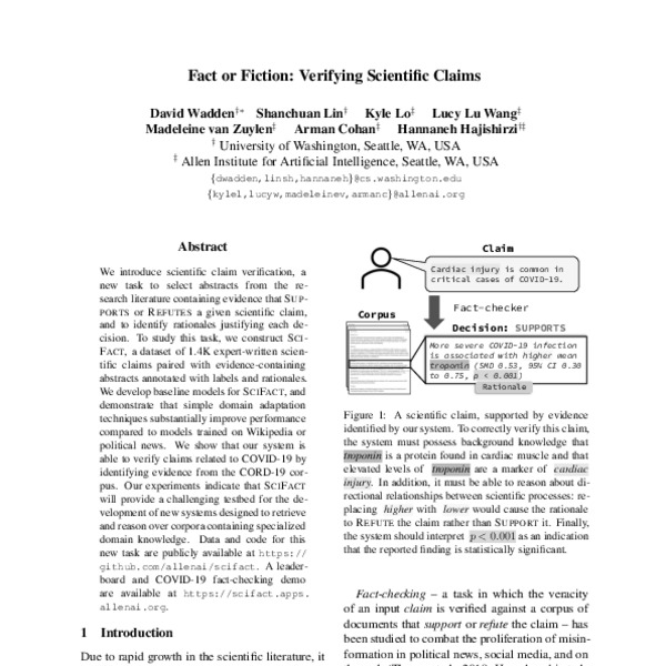 Fact or Fiction Verifying Scientific Claims ACL Anthology