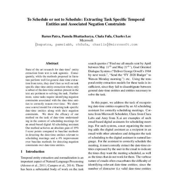 To Schedule or not to Schedule Extracting Task Specific Temporal