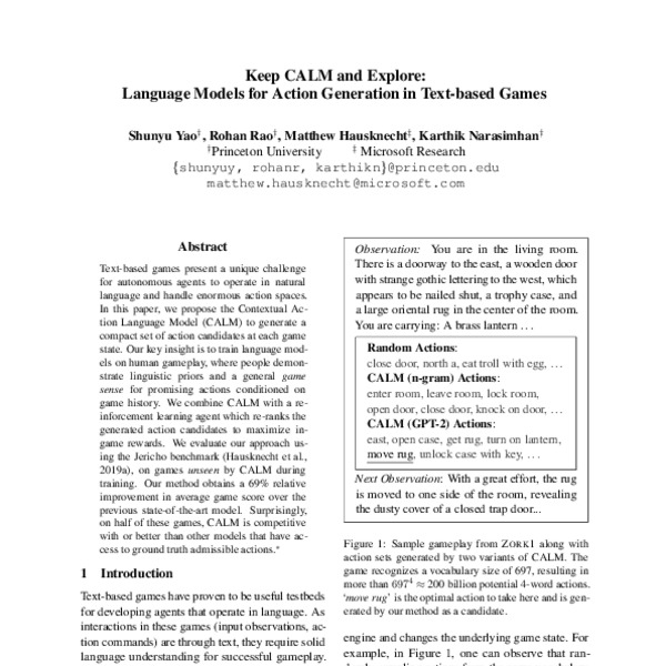 Keep CALM and Explore: Language Models for Action Generation in Text ...