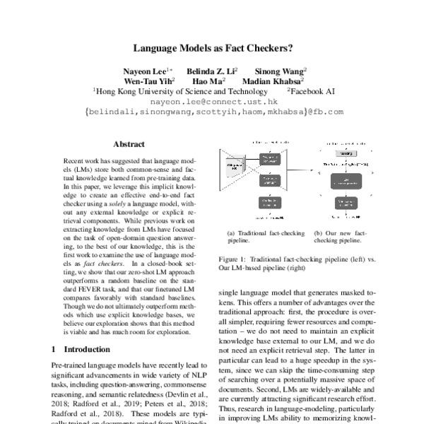 Language Models as Fact Checkers? - ACL Anthology