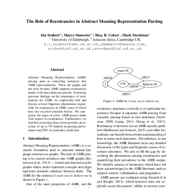 The Role of Reentrancies in Abstract Meaning Representation Parsing