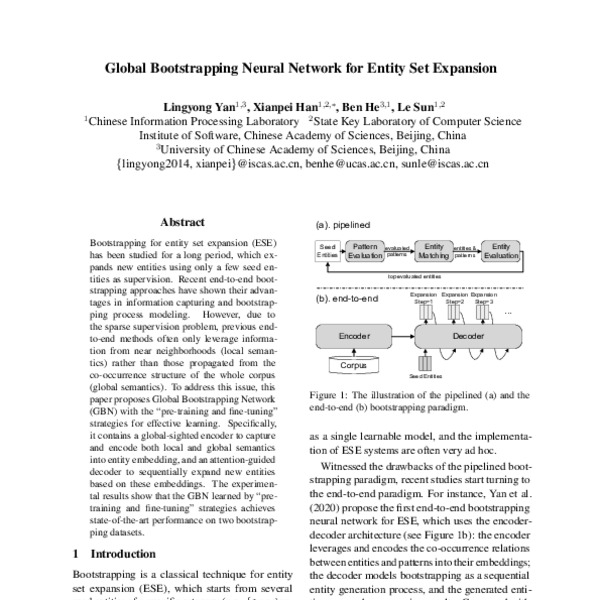 Global Bootstrapping Neural Network for Entity Set Expansion ACL