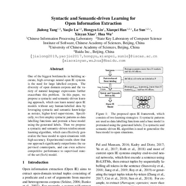 Syntactic And Semantic-driven Learning For Open Information Extraction ...