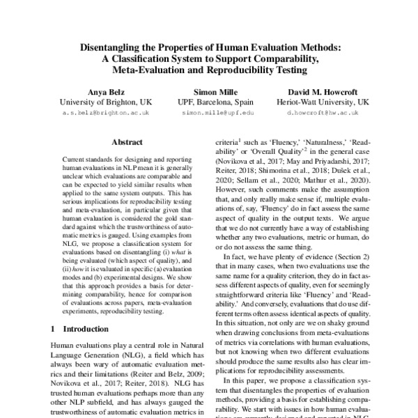 Disentangling the Properties of Human Evaluation Methods: A ...