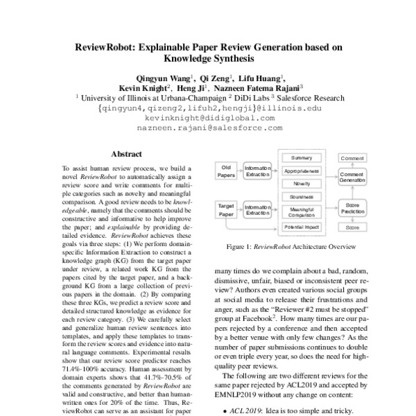 ReviewRobot: Explainable Paper Review Generation based on Knowledge ...