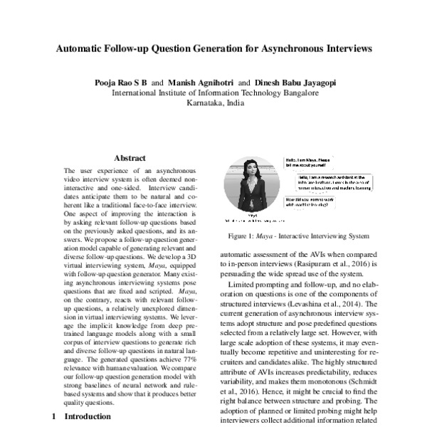 Automatic Follow-up Question Generation for Asynchronous Interviews ...
