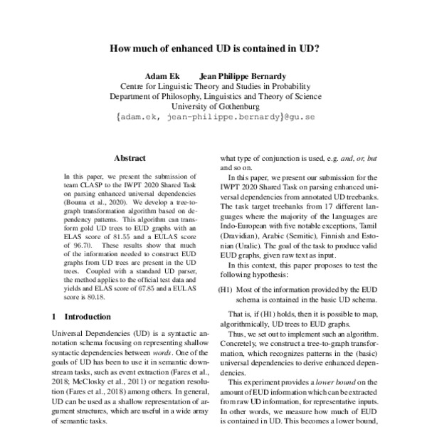 How Much of Enhanced UD Is Contained in UD? - ACL Anthology