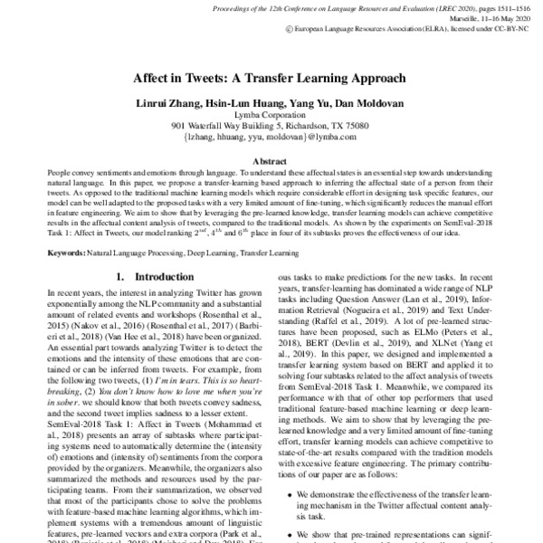 Affect inTweets: A Transfer Learning Approach - ACL Anthology