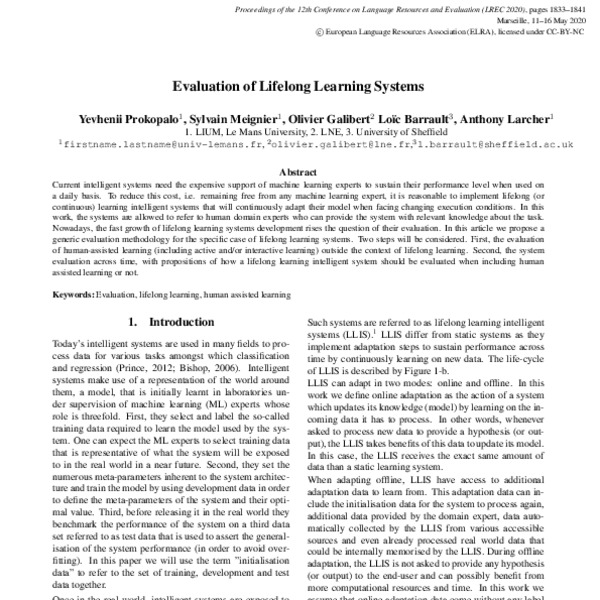 Evaluation of Lifelong Learning Systems - ACL Anthology