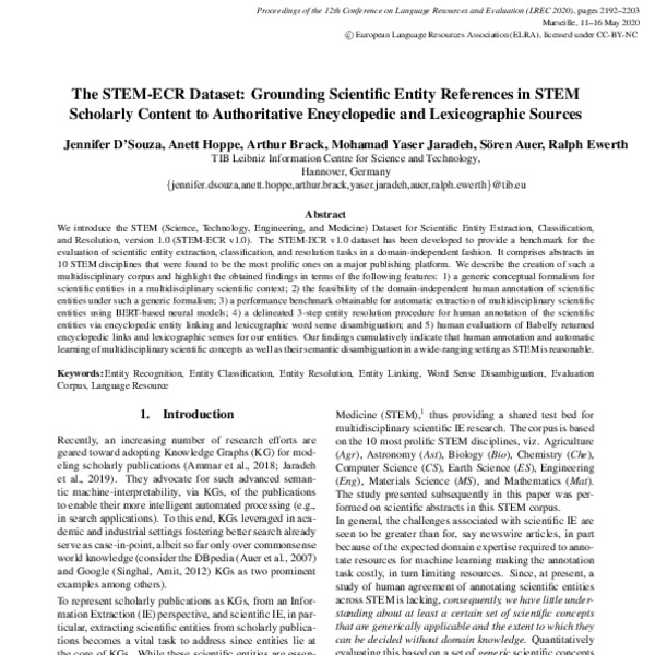 The STEM-ECR Dataset: Grounding Scientific Entity References in STEM ...