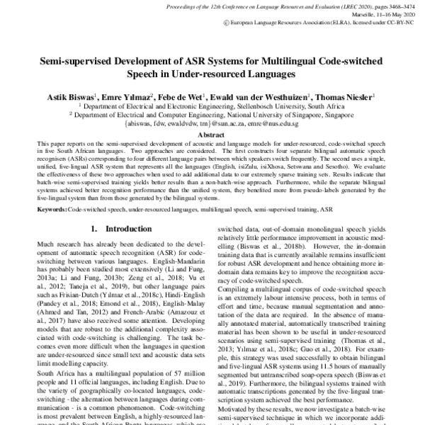 Semi-supervised Development of ASR Systems for Multilingual Code ...
