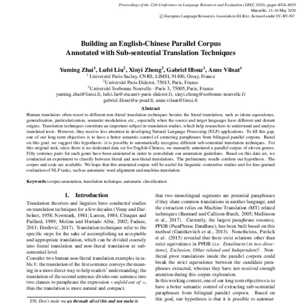 Building an English-Chinese Parallel Corpus Annotated with Sub ...