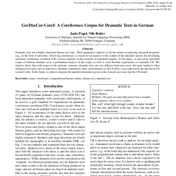 GerDraCor-Coref: A Coreference Corpus for Dramatic Texts in German ...