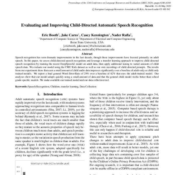Evaluating and Improving Child-Directed Automatic Speech Recognition ...
