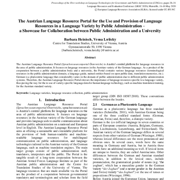 The Austrian Language Resource Portal for the Use and Provision of ...