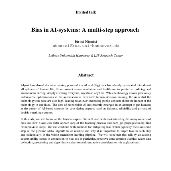 Bias in AI-systems: A multi-step approach - ACL Anthology