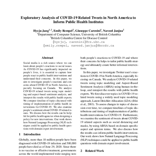 Exploratory Analysis of COVID-19 Related Tweets in North America to ...