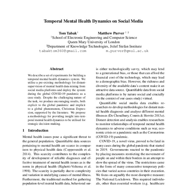 Temporal Mental Health Dynamics on Social Media - ACL Anthology