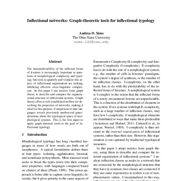Inflectional networks: Graph-theoretic tools for inflectional typology ...