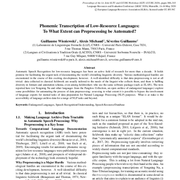 Phonemic Transcription of Low-Resource Languages: To What Extent can ...