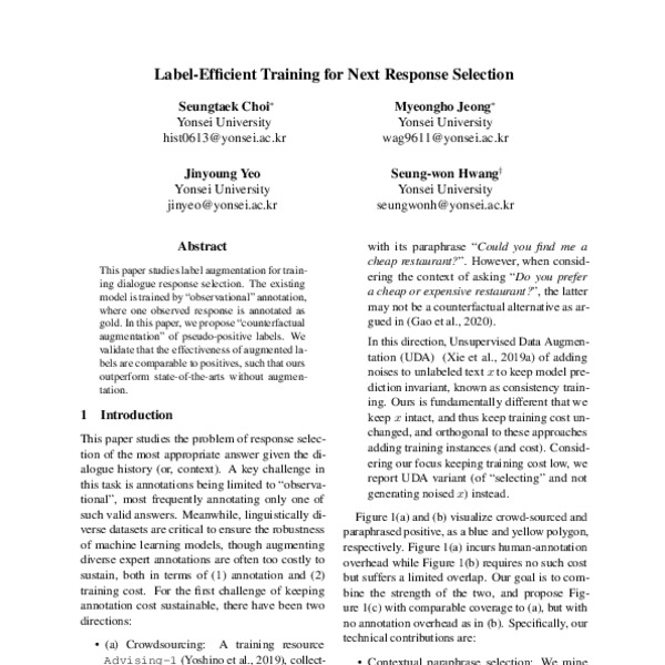 Label-Efficient Training for Next Response Selection - ACL Anthology