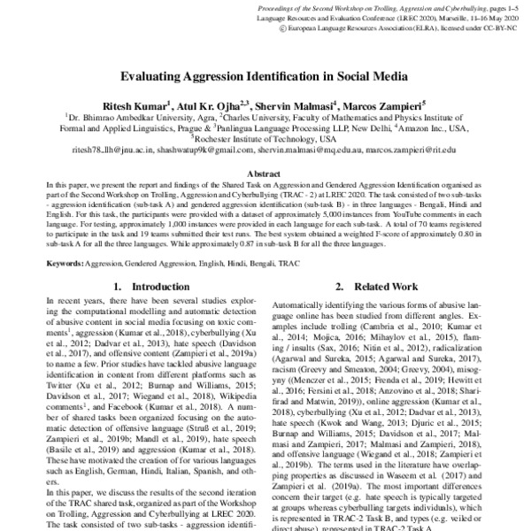 Evaluating Aggression Identification in Social Media - ACL Anthology