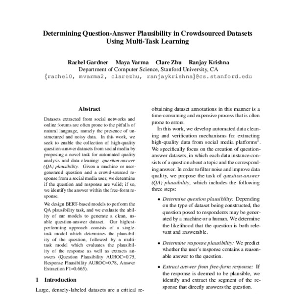 Determining Question-Answer Plausibility in Crowdsourced Datasets Using ...