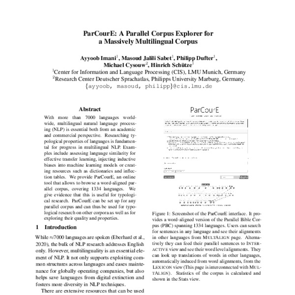 ParCourE: A Parallel Corpus Explorer for a Massively Multilingual ...