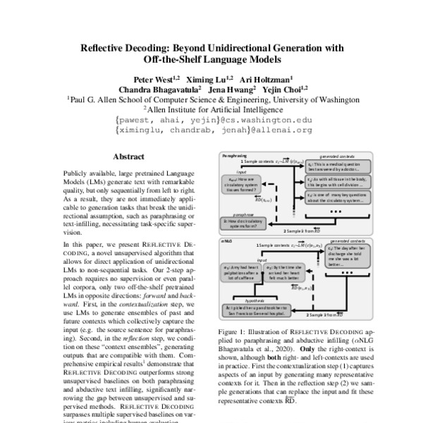 Reflective Decoding Beyond Unidirectional Generation with Offthe
