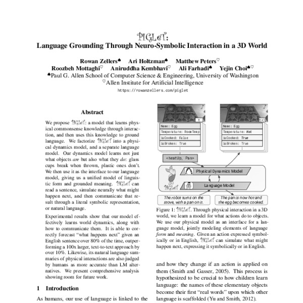 PIGLeT: Language Grounding Through Neuro-Symbolic Interaction in a 3D ...