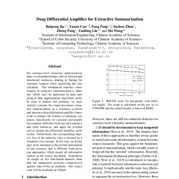 Deep Differential Amplifier for Extractive Summarization - ACL Anthology