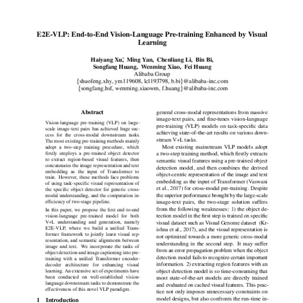 E2E-VLP: End-to-End Vision-Language Pre-training Enhanced by Visual ...