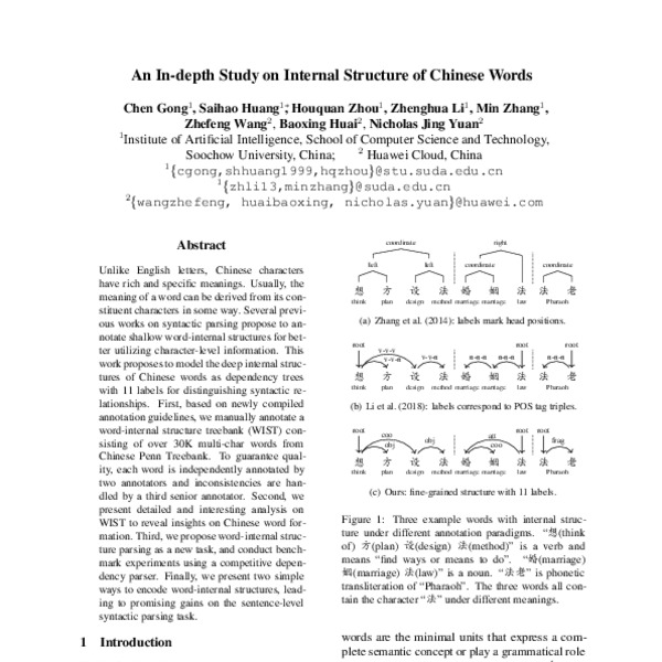 An In-depth Study on Internal Structure of Chinese Words - ACL Anthology