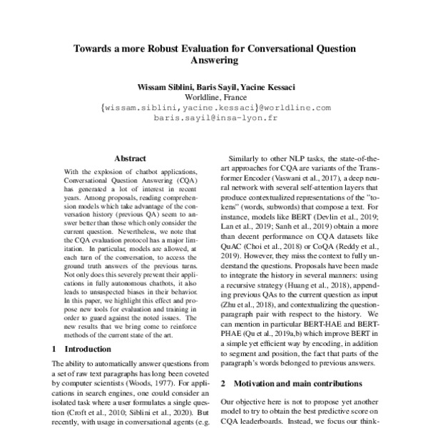 Towards a more Robust Evaluation for Conversational Question Answering ...