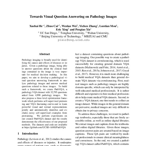 Towards Visual Question Answering on Pathology Images - ACL Anthology