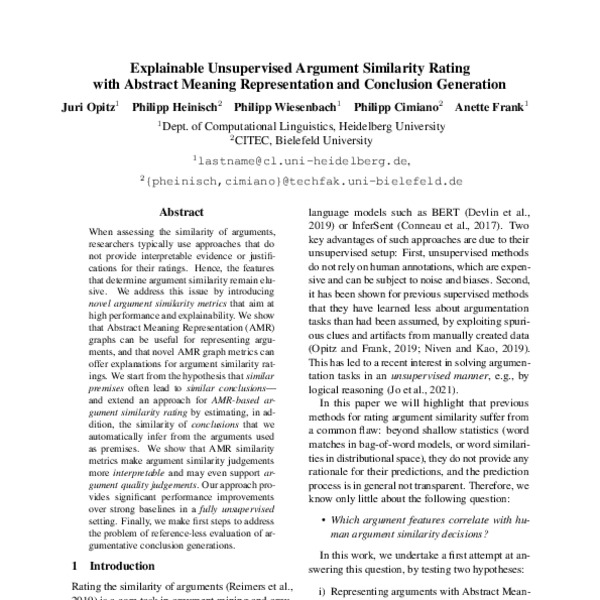 Explainable Unsupervised Argument Similarity Rating with Abstract ...