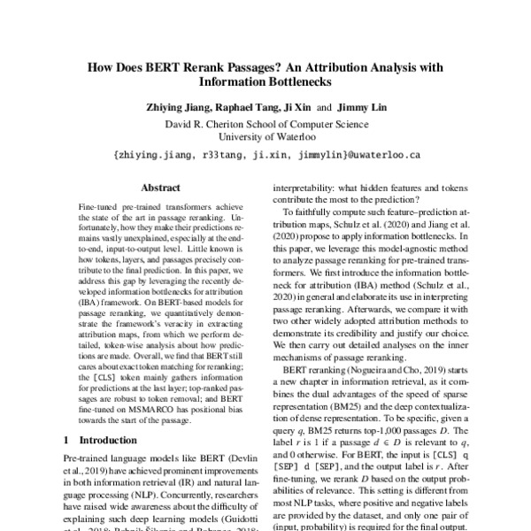 How Does BERT Rerank Passages? An Attribution Analysis with Information ...