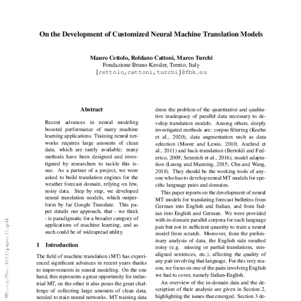 On the Development of Customized Neural Machine Translation Models ...