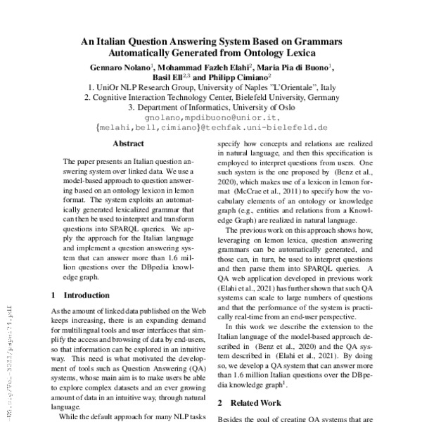 An Italian Question Answering System Based on Grammars Automatically ...