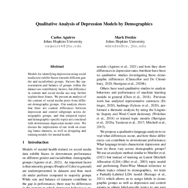 qualitative research article on depression