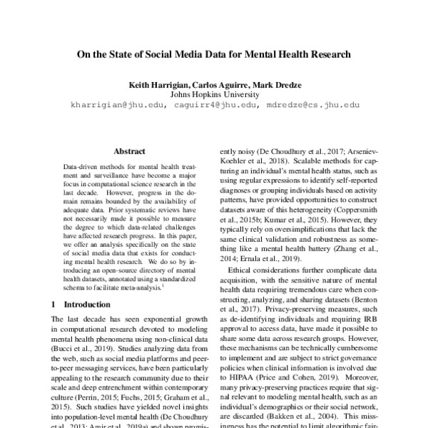 On the State of Social Media Data for Mental Health Research - ACL ...