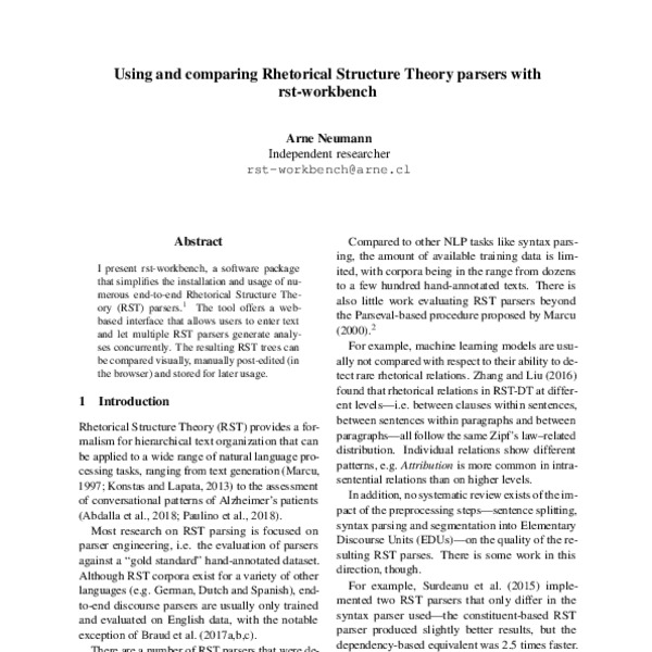 Using And Comparing Rhetorical Structure Theory Parsers With Rst ...