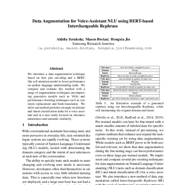 Data Augmentation for Voice-Assistant NLU using BERT-based ...