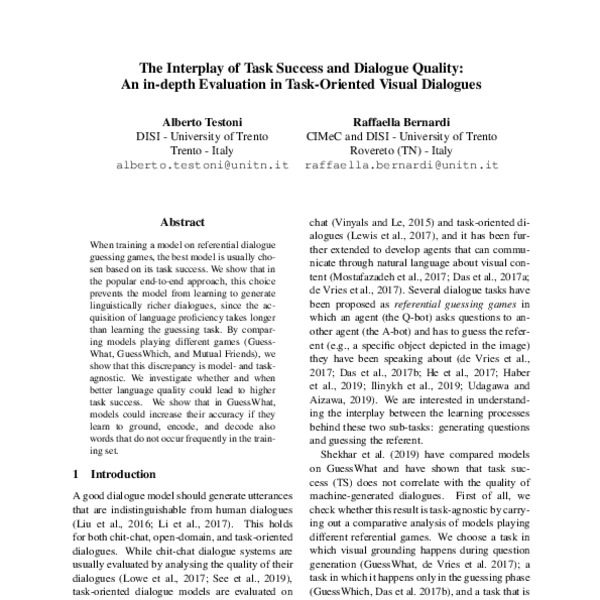 The Interplay of Task Success and Dialogue Quality: An in-depth ...