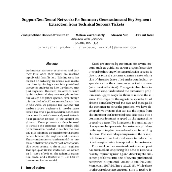 SupportNet: Neural Networks for Summary Generation and Key Segment ...