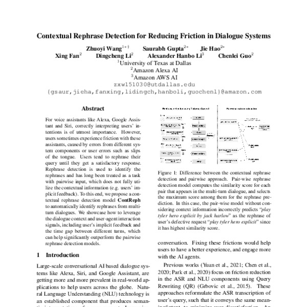 Contextual Rephrase Detection for Reducing Friction in Dialogue Systems ...