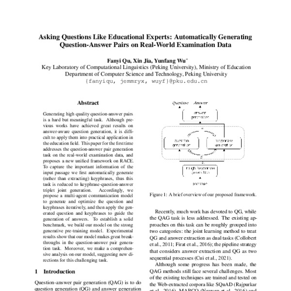 Asking Questions Like Educational Experts Automatically Generating