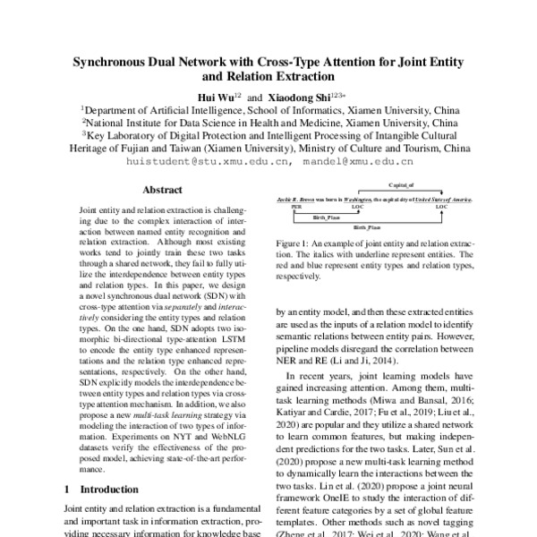 Synchronous Dual Network with Cross-Type Attention for Joint Entity and ...