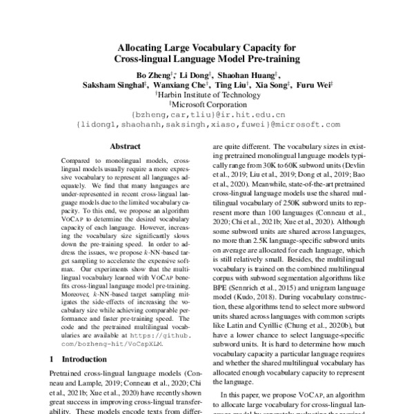 Allocating Large Vocabulary Capacity for Cross-Lingual Language Model ...